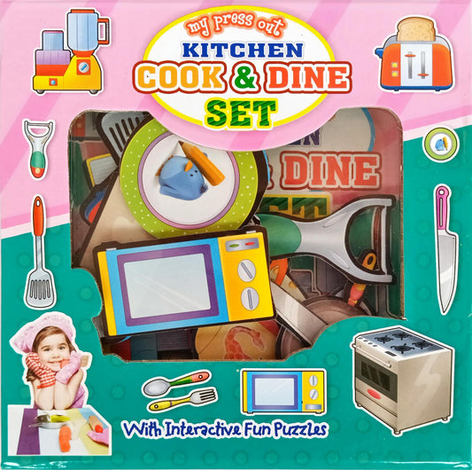 My Press Out Kitchen Cook & Dine Set with Interactive Fun Puzzles