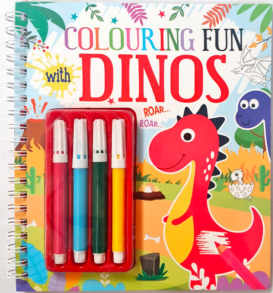 Colouring Fun Dinos (With Sketch)