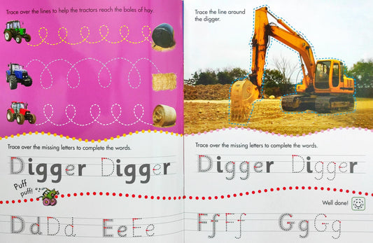 Learn To Write Tractors And Diggers( Wipe And Clean)