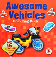 Awesome vehicles colouring book