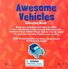 Awesome vehicles colouring book