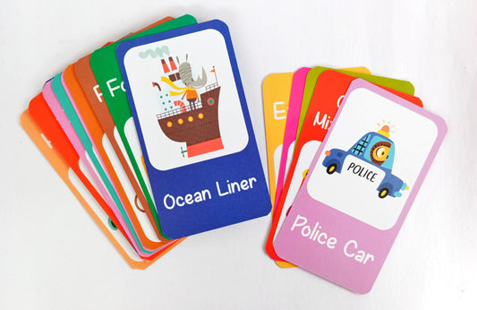 VEHICLES 30 FLASH CARDS BOX
