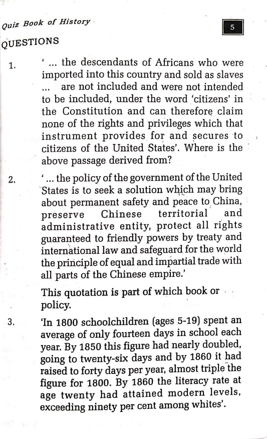 Quiz Book of History