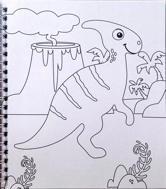 Colouring Fun Dinos (With Sketch)