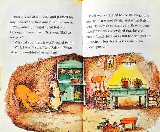 Winnie the Pooh has lunch with Rabbit